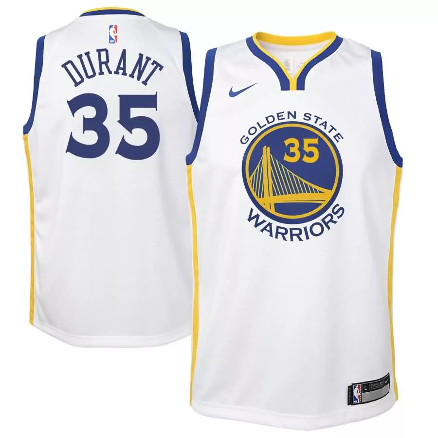Kevin Durant 35 Jersey White Golden State Warriors Men Royal Blue Yellow Swingman