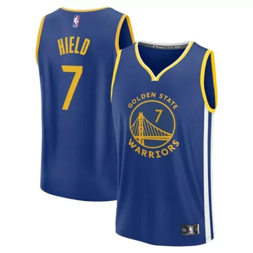 Buddy Hield 7 Jersey Blue Golden State Warriors Men Gold White Icon
