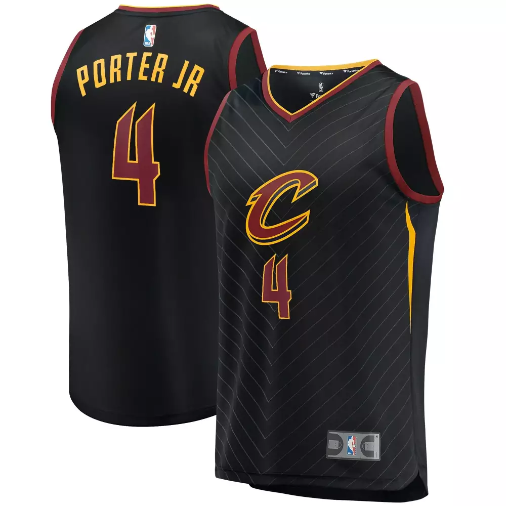 Kevin Porter Jr. 4 Jersey Black Cleveland Cavaliers Men Maroon Yellow
