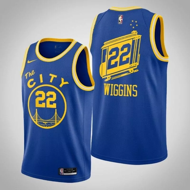 Andrew Wiggins 22 Jersey Blue The City Golden State Warriors Men Swingman Yellow