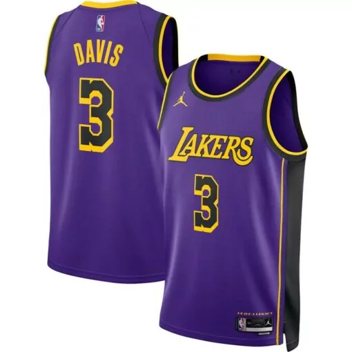 Davis 3 Lakers Jersey Purple Men Yellow Black Unisex