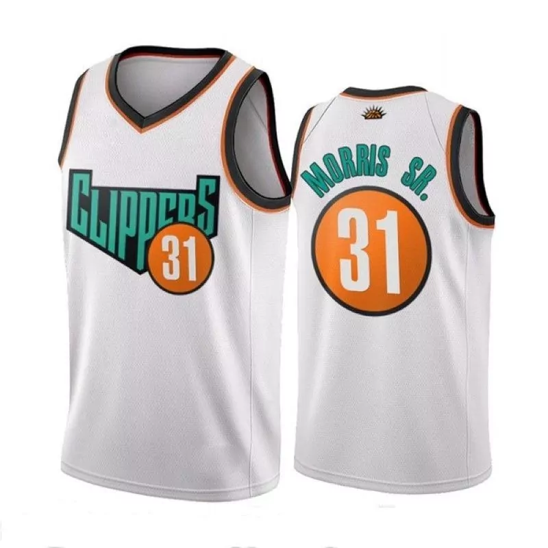 Samuel Sr. 31 Clippers Jersey White Men Teal Orange Black Throwback