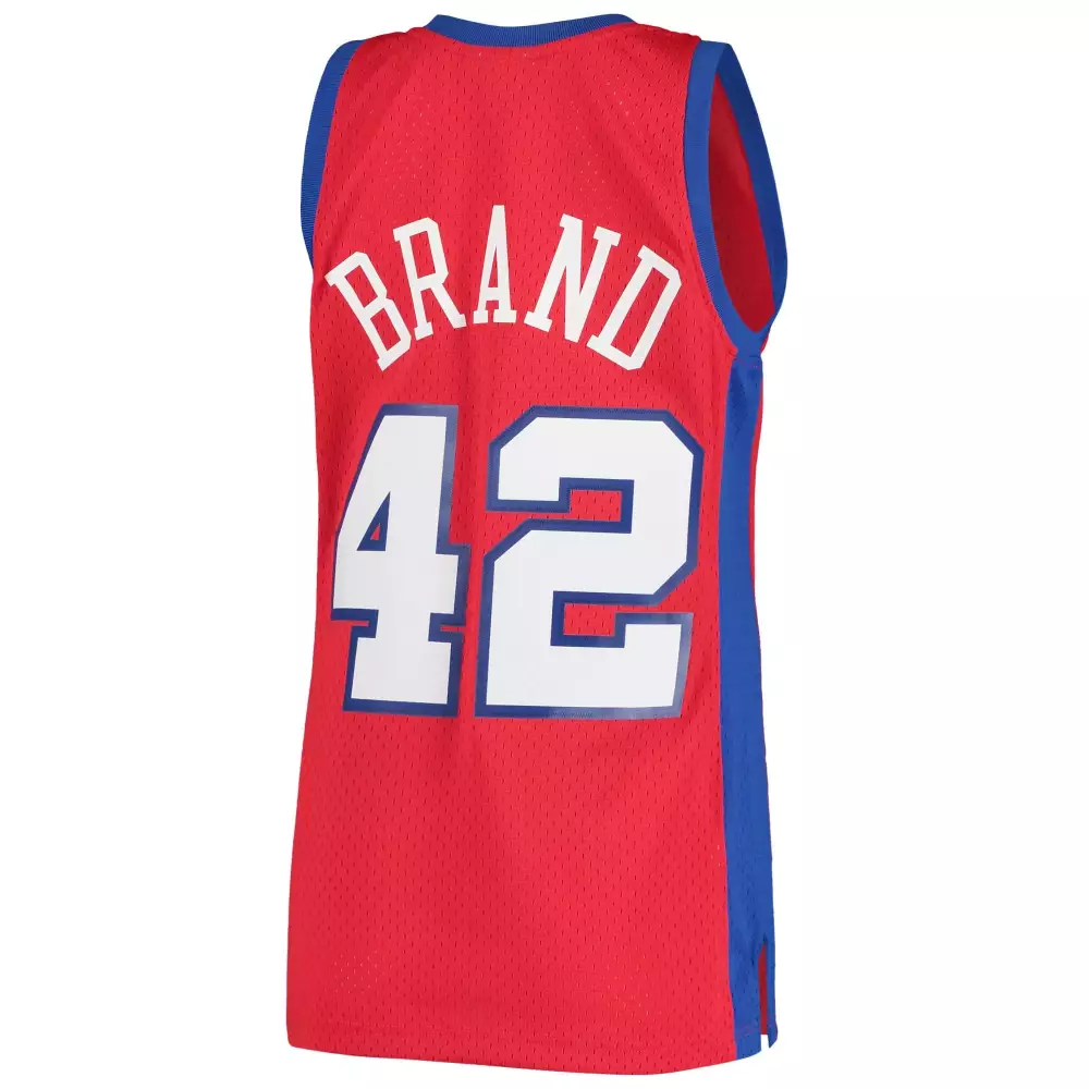 A.j. Brand 42 Philadelphia 76ers Jersey Red Men Blue Hardwood Classics Swingman