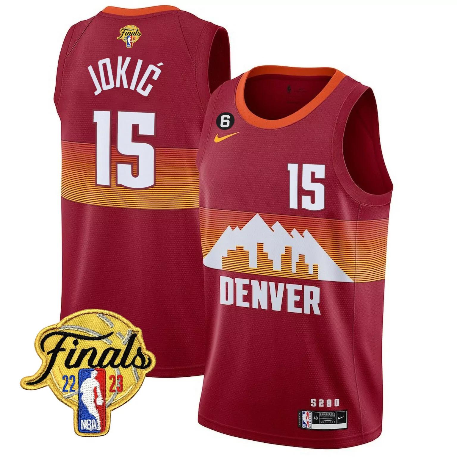 Nikola Jokic 15 Denver Nuggets Jersey Maroon NBA Finals 2022-2023 2023 Men Alternate