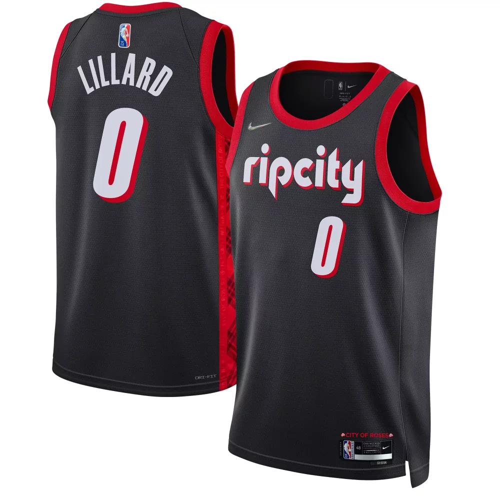 Damian Lillard Jersey Black City Of Roses Portland Trail Blazers Men Red Swingman