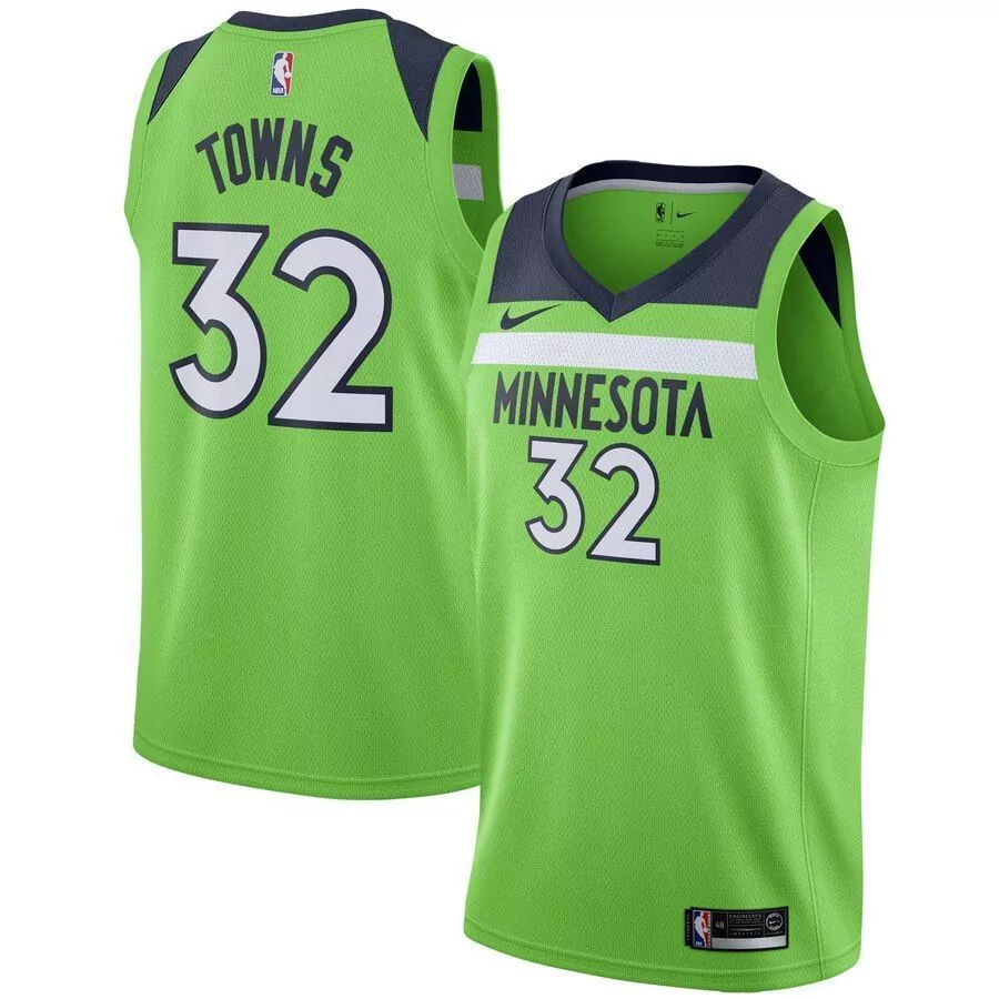 Karl Anthony 32 Jersey Green Minnesota Timberwolves Men Dark Blue White