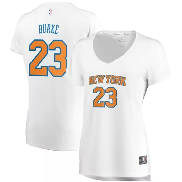 Trey Burke 23 New York Knicks Jersey White Women Replica Orange Blue