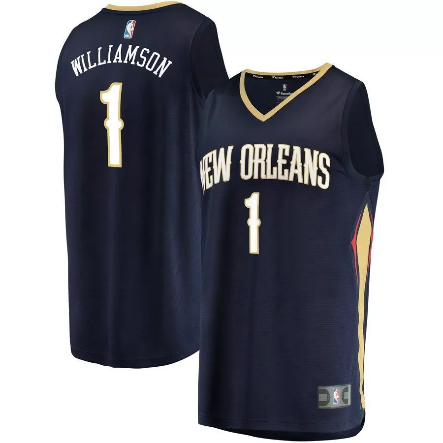 Zion Williamson 1 Jersey Navy New Orleans Pelicans Men N/a Gold Red Icon