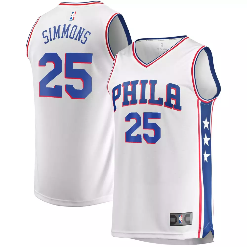 Ben Simmons 25 Philadelphia 76ers Jersey White Men Blue Red