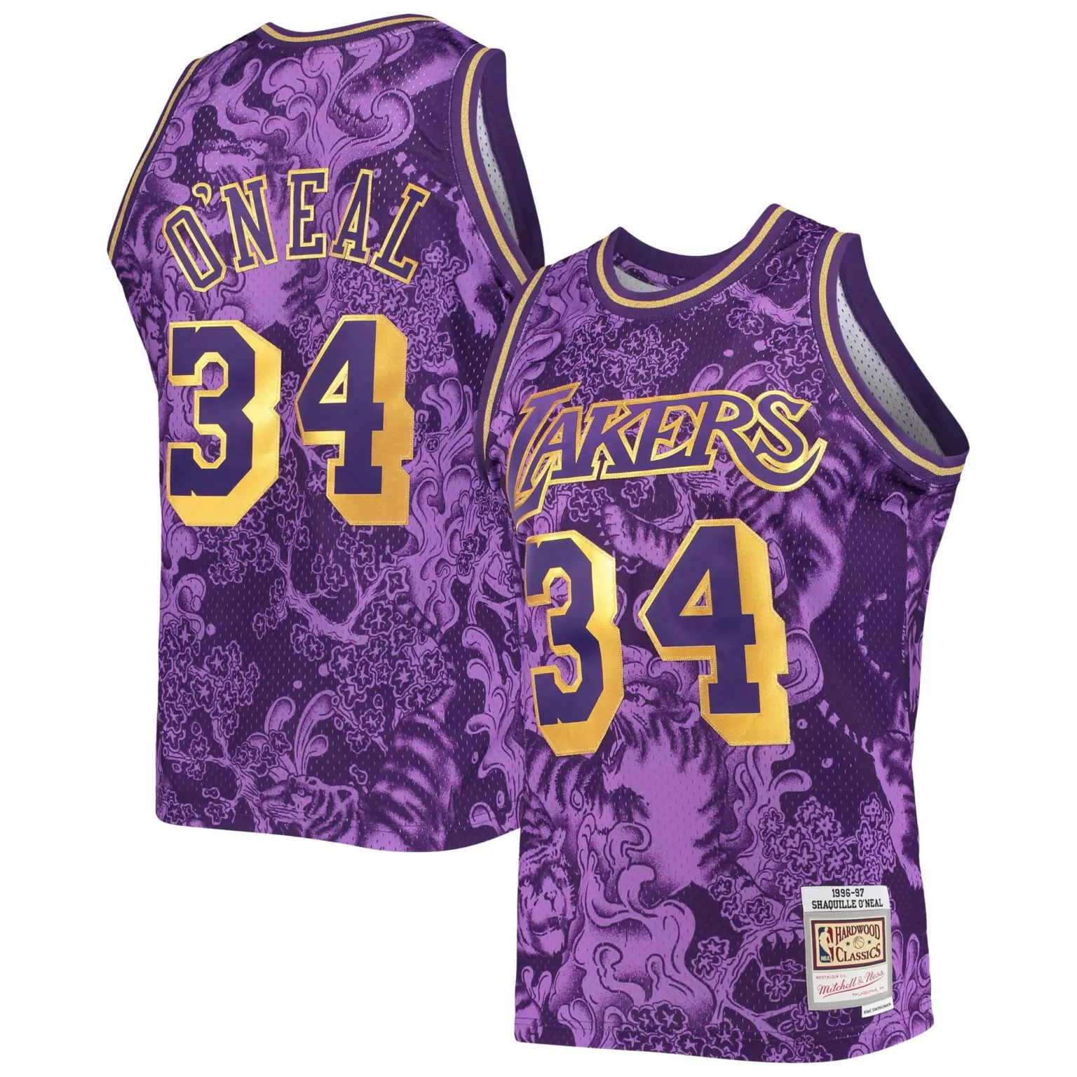 Shaquille Oneal 34 Lakers Jersey Purple 1996-97 Hardwood Classics Men Alternate Custom Design
