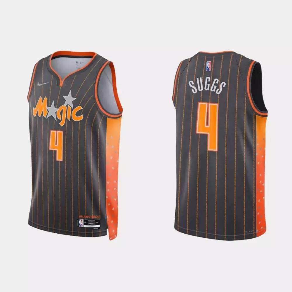 Jalen Suggs 4 Orlando Magic Jersey Gray Men Split Design Orange