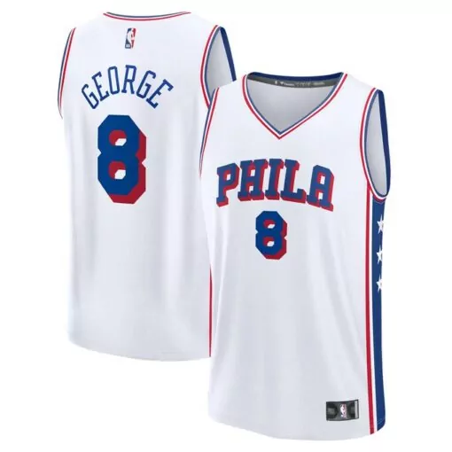 Paul George 8 Philadelphia 76ers Jersey White Men Blue Red