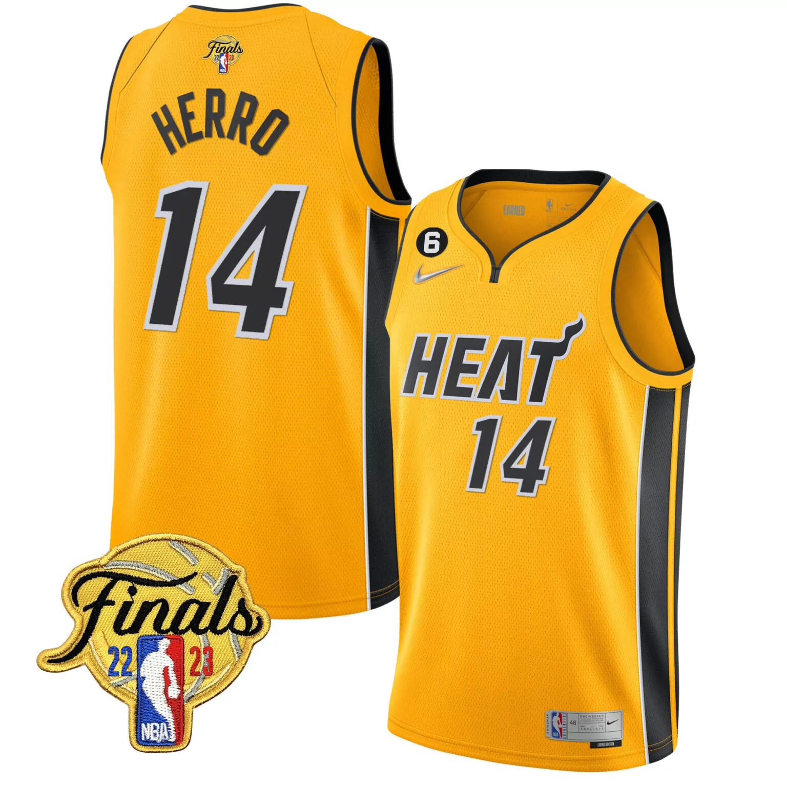 Tyler Herro 14 Miami Heat Jersey Yellow Finals 2023 Men Black Collection v5 All Stitched