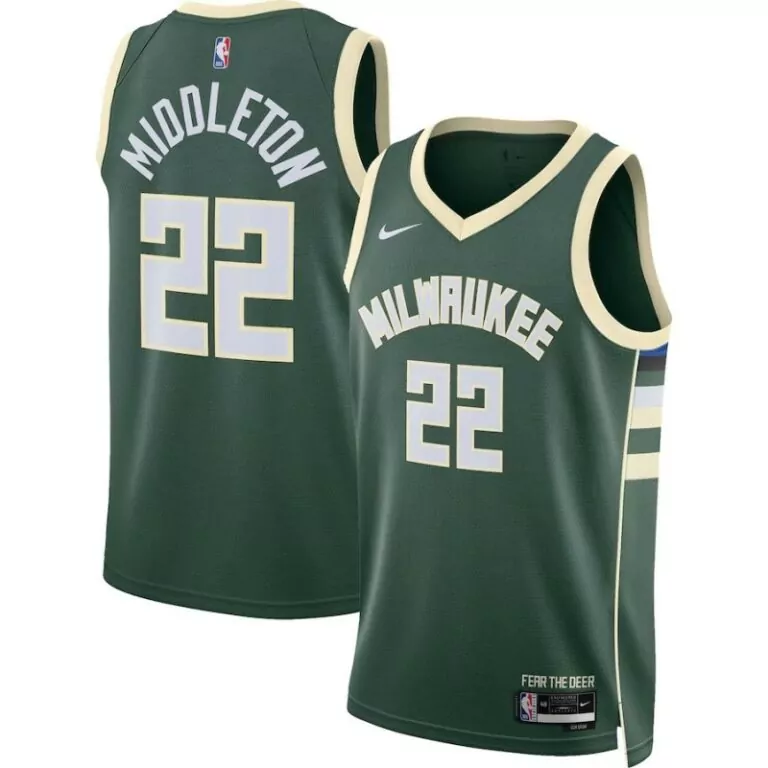 Khris Middleton 22 Jersey Green Milwaukee Bucks Men Authentic Cream White Blue Unisex