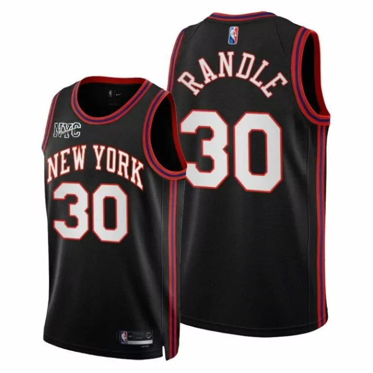 Julius Randle 30 New York Jersey Black Men Red White Anniversary