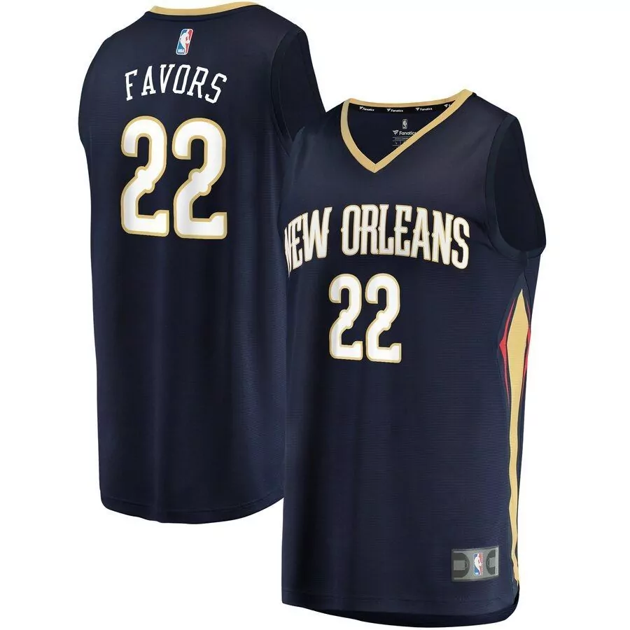 Derrick Favors 22 Jersey Navy New Orleans Pelicans Men Gold Red Icon