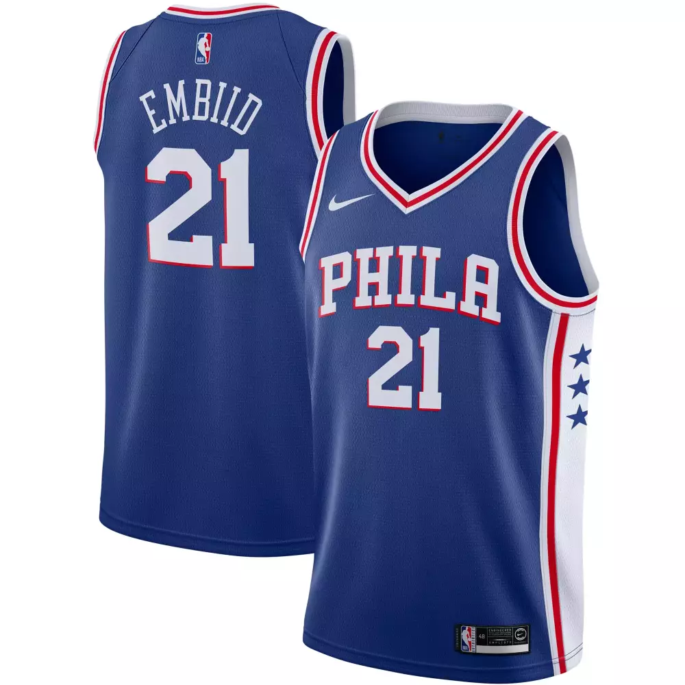 Joel Embiid 21 Philadelphia 76ers Jersey Blue Men Red White Swingman Icon