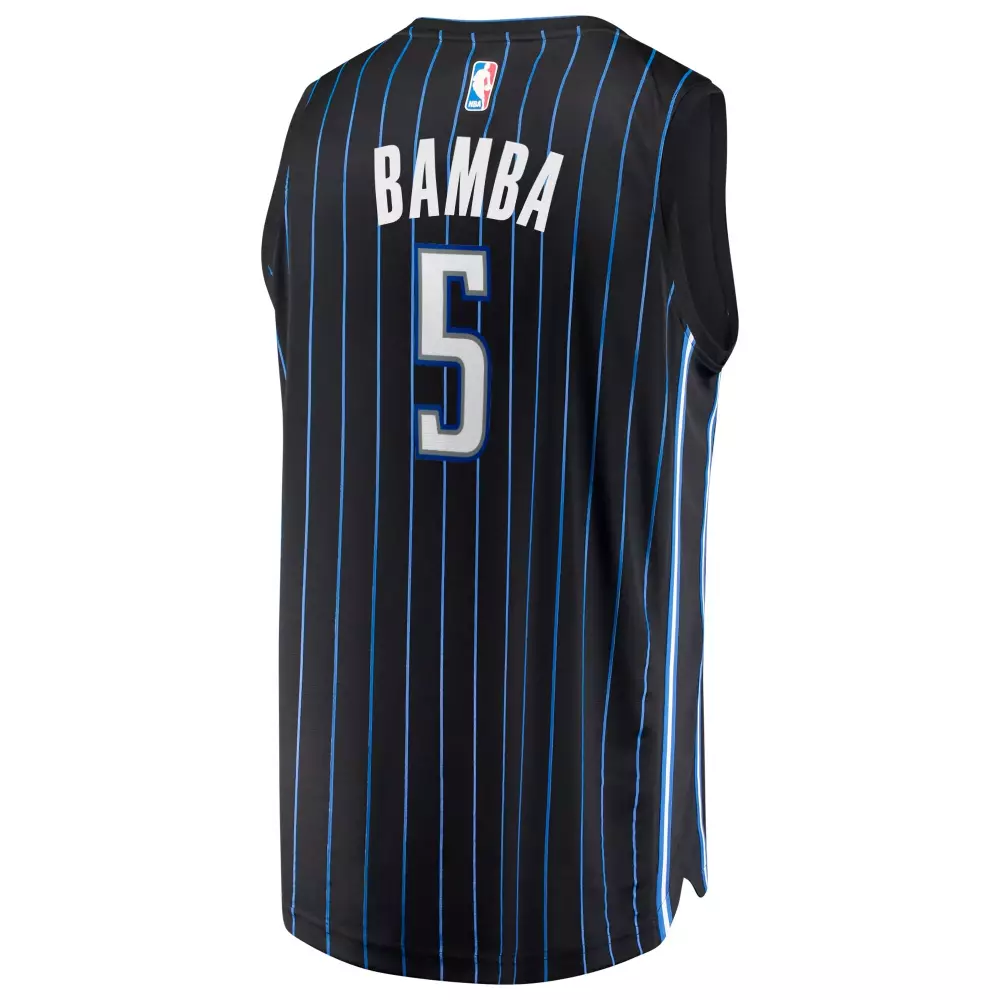Mohamed Bamba 5 Orlando Magic Jersey Black Men Pinstripe Blue White Icon
