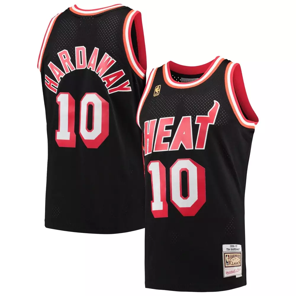 Tim Hardaway 10 Miami Heat Jersey Black Hardwood Classics Men Red White