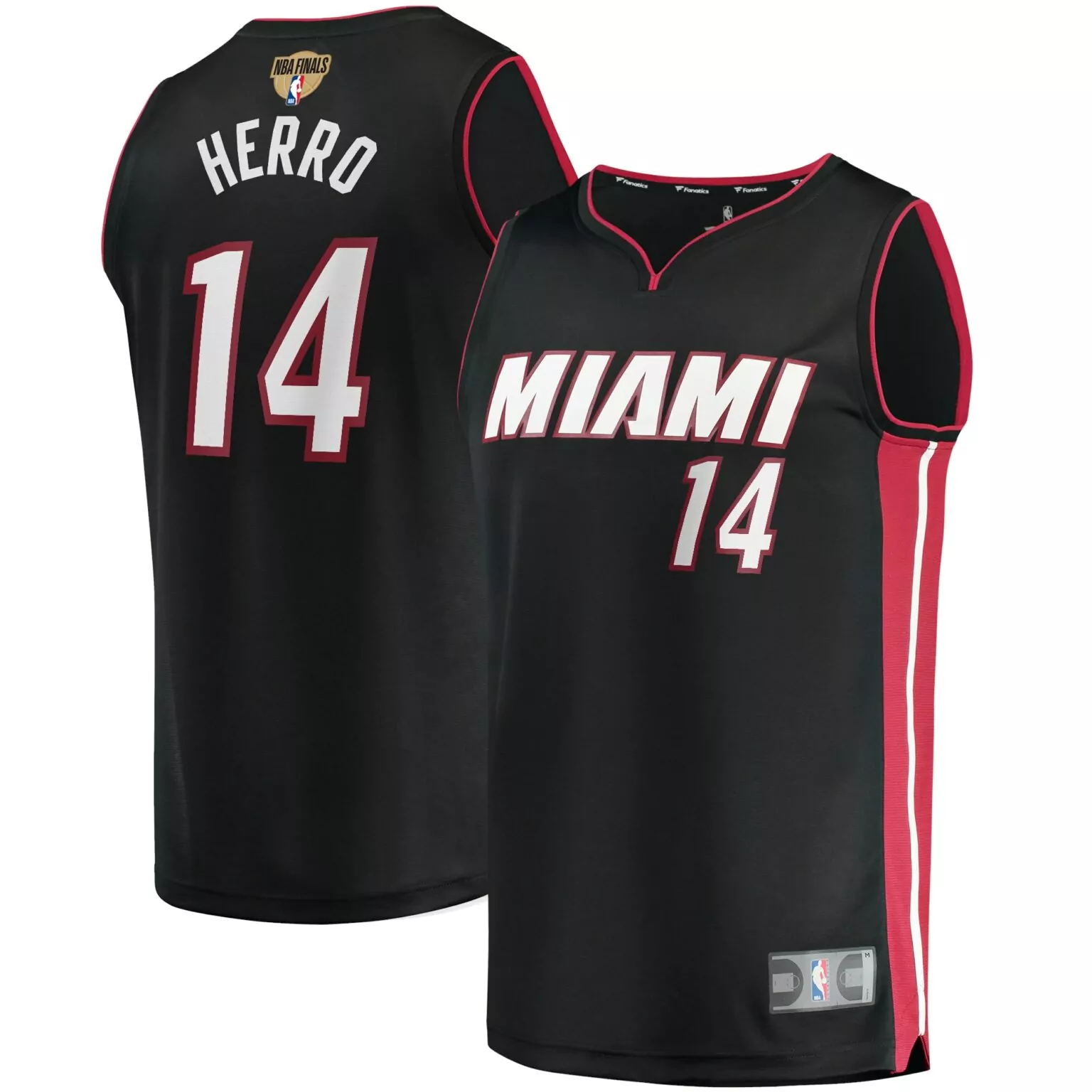 Tyler Herro 14 Miami Heat Jersey Black Finals Men NBA Red