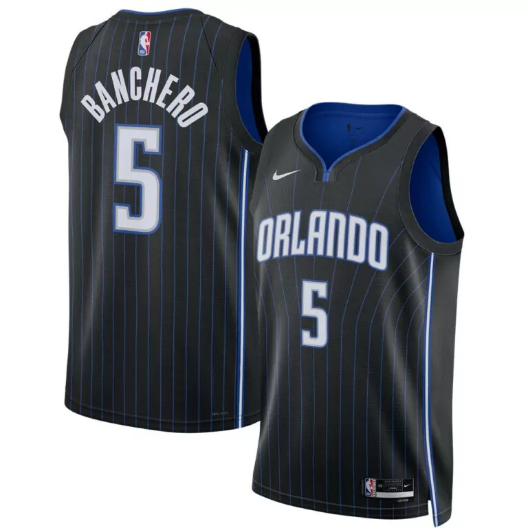 Paolo Banchero 5 Orlando Magic Jersey Black Men White Blue Unisex Icon