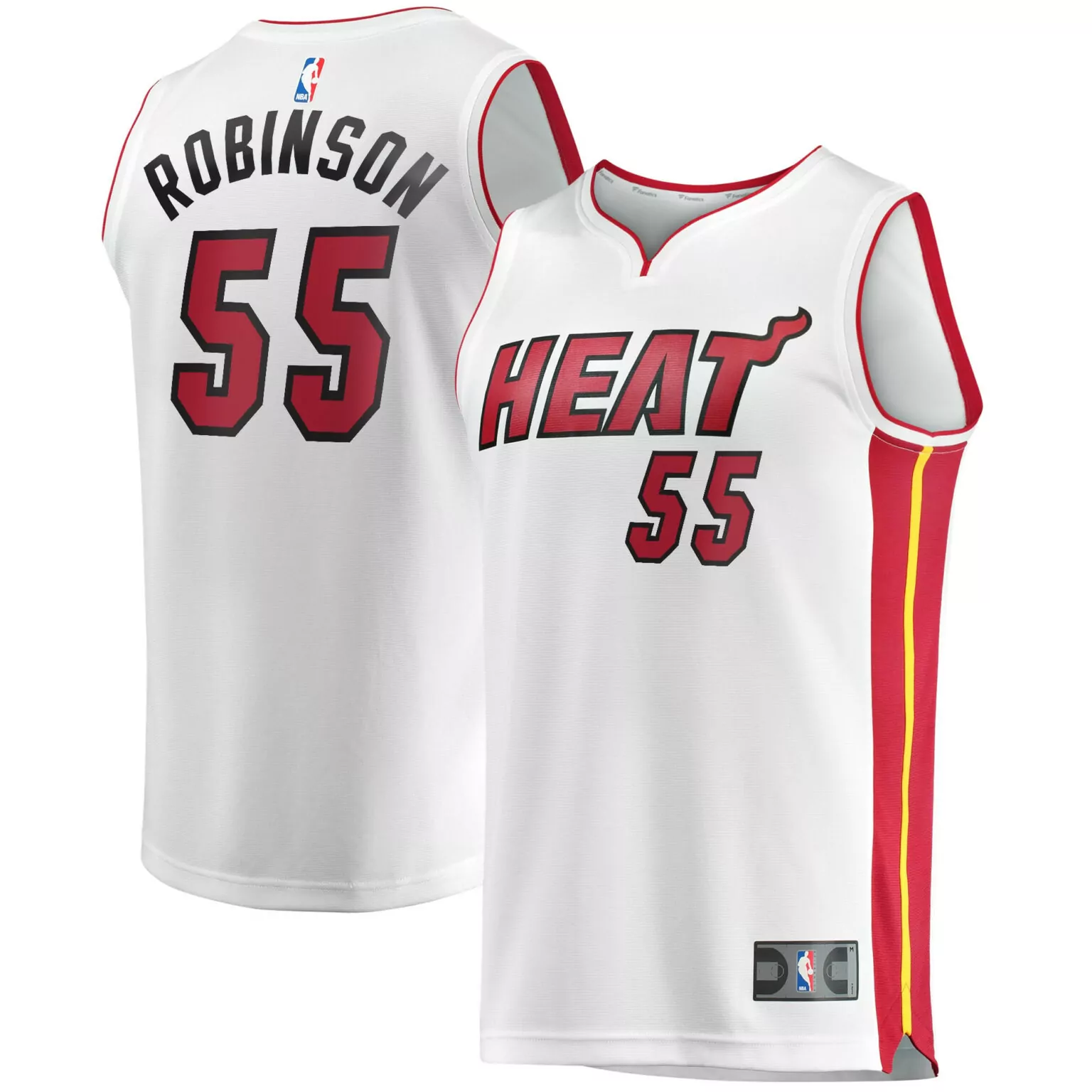 Duncan Robinson 55 Heat Jersey White Men Split Design Red Yellow