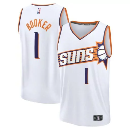 Devin Booker 1 Phoenix Suns Jersey White Men Orange Purple