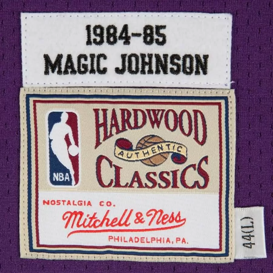 Magic Johnson 32 Jersey Purple Hardwood Classics Los Angeles Lakers 1984 Men Yellow