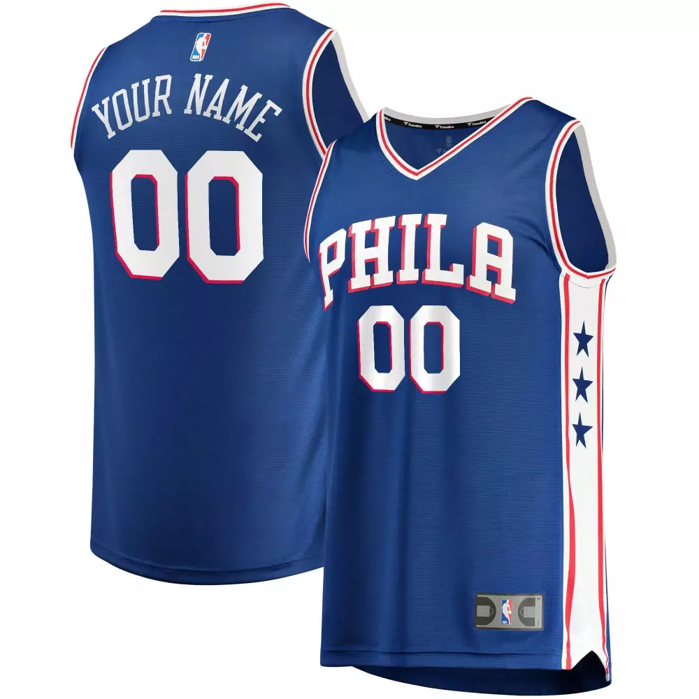 Custom Philadelphia 76ers Jersey Royal Blue City Connect Fanatics Men Split Design