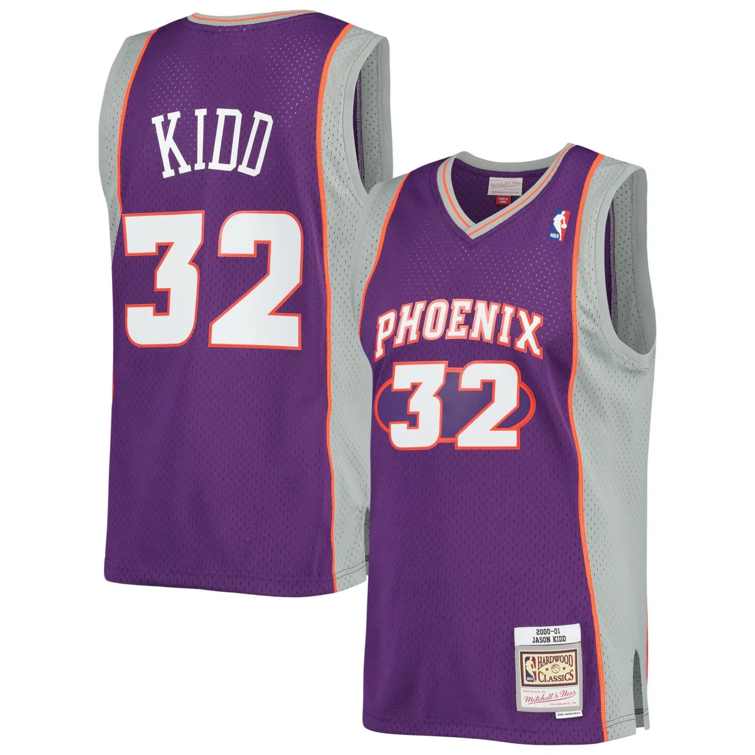 Jason Kidd 32 Phoenix Suns Jersey Purple Hardwood Classics 2001 Men Alternate Orange
