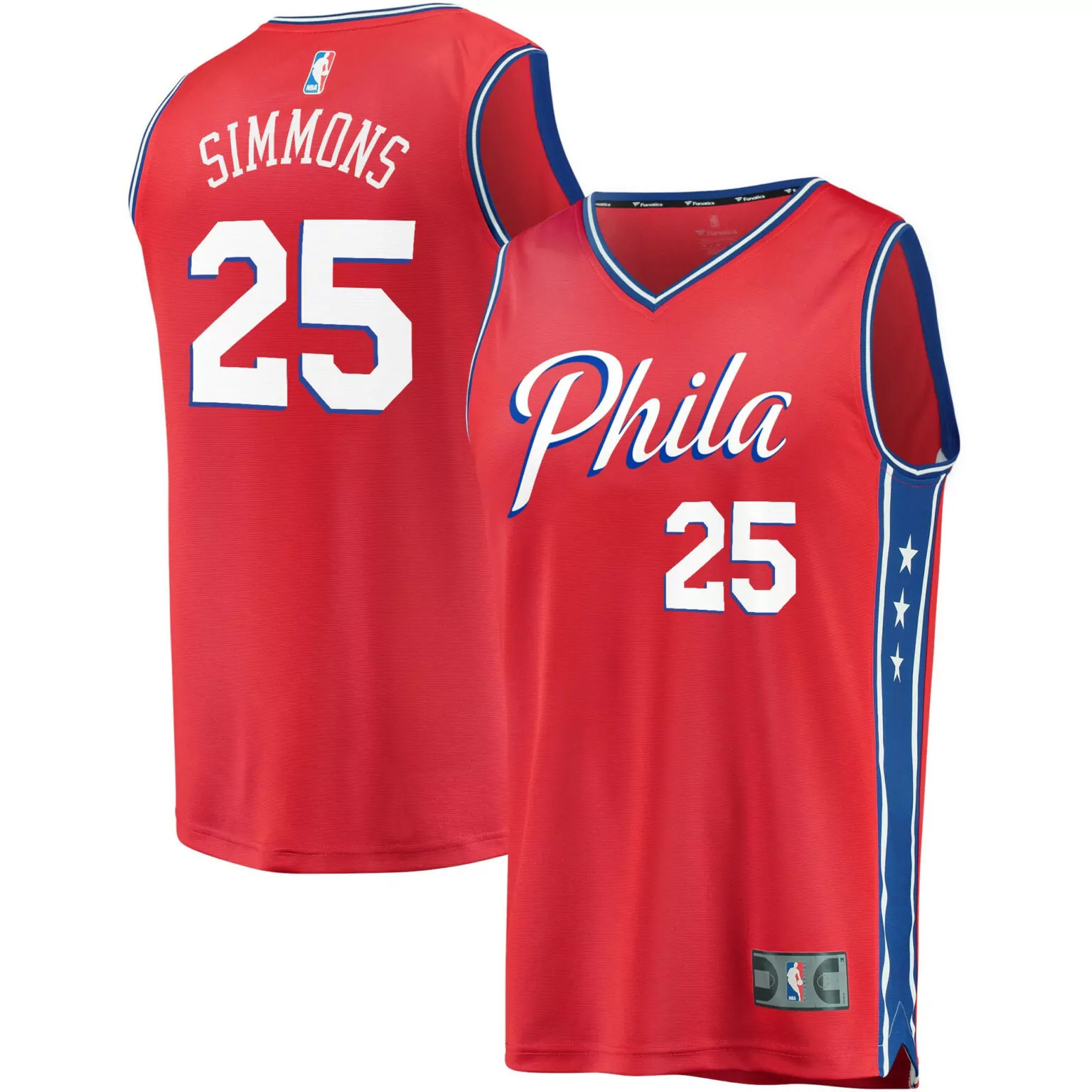 Ben Simmons 25 Philadelphia 76ers Jersey Red Men Blue White