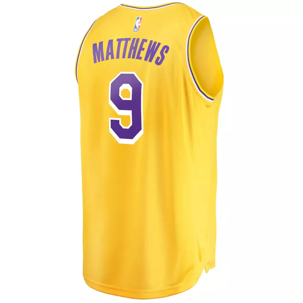 Wesley Matthews 9 Jersey Yellow Los Angeles Lakers Men Purple White Icon