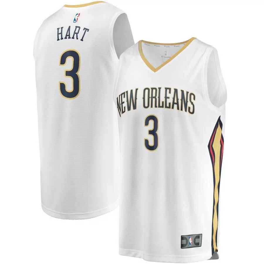 Josh Hart 3 New Orleans Jersey White Men Replica Gold Navy