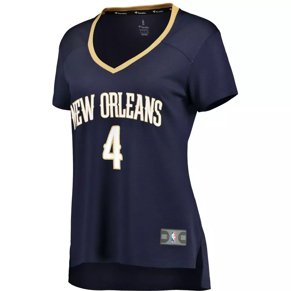 New Orleans 4 Jersey Navy Pelicans Women V-neck Gold Icon