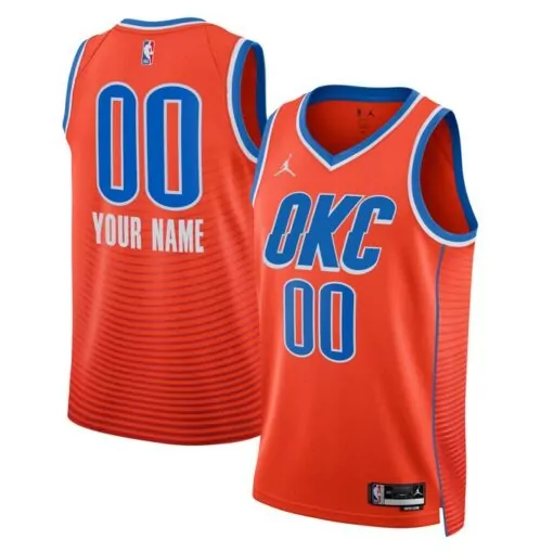 Custom Oklahoma City Thunder Jersey Orange Men Blue White Unisex