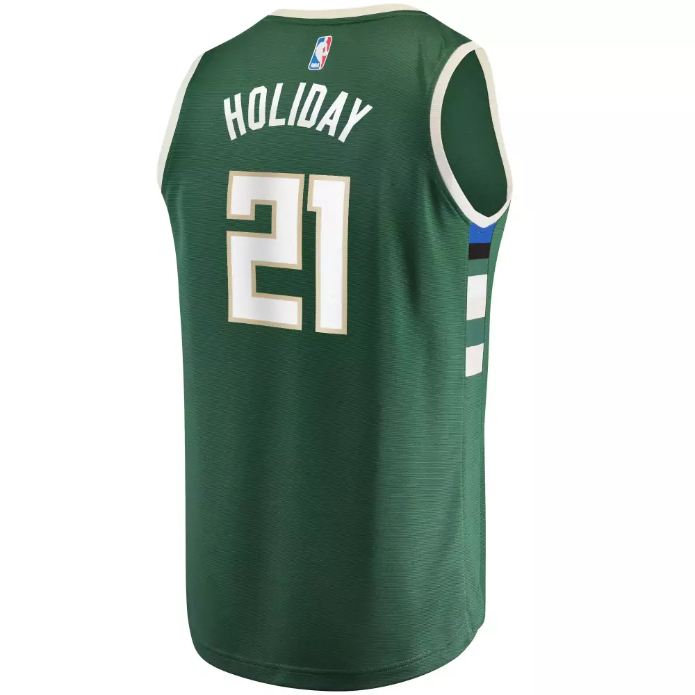 Jrue Holiday 21 Milwaukee Bucks Jersey Green Men Standard Cream White Black Blue