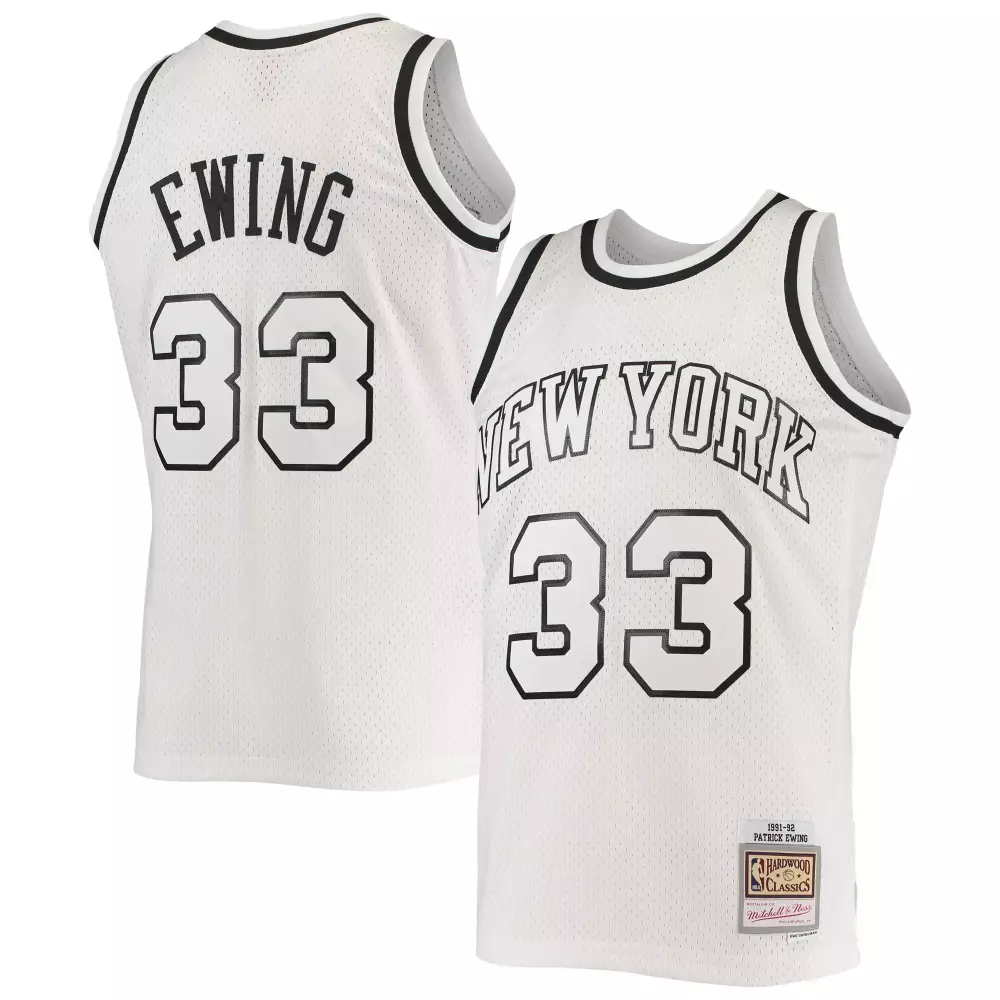 Patrick Ewing 33 New York Jersey White Hardwood Classics Mitchell Ness Men Black