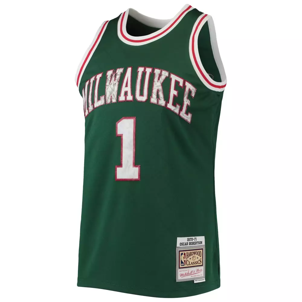 Oscar Robertson 1 Milwaukee Bucks Jersey Green 1970-71 Hardwood Classics 1970 Men