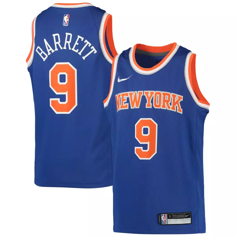 Rj Barrett 9 New York Knicks Jersey Blue Men Replica Orange White Swingman Icon