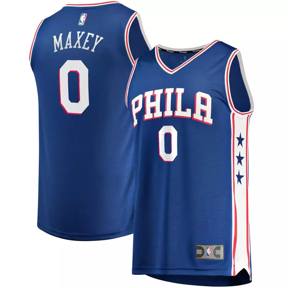 Tyrese Maxey Philadelphia 76ers Jersey Blue Men Red White Icon