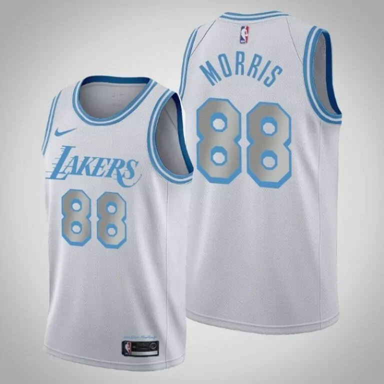 Markieff Morris 88 Lakers Jersey White Men Alternate Light Blue Silver