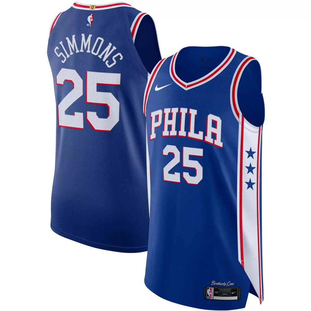 Ben Simmons 25 Philadelphia 76ers Jersey Blue Brotherly Love Men Red White Icon