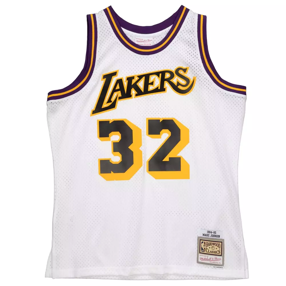 Magic Johnson 32 Lakers Jersey White 1984-85 Mitchell Ness Hardwood Classics 1985