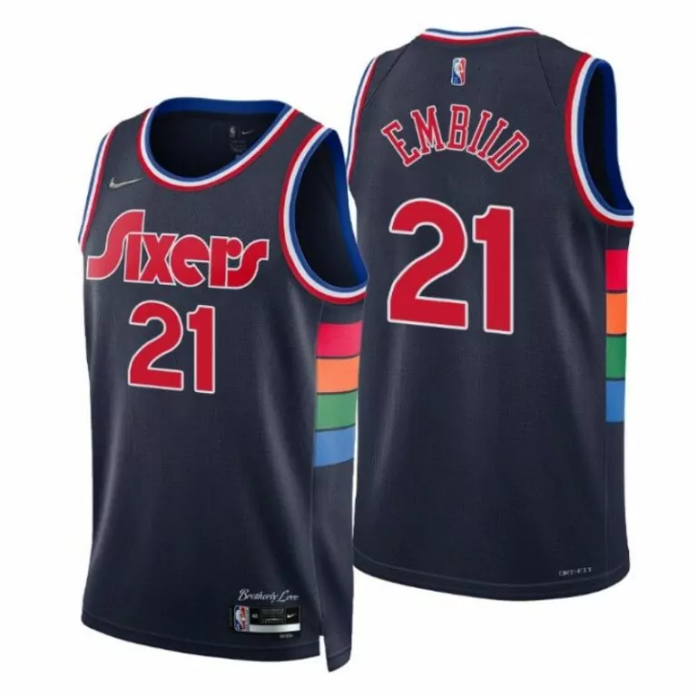 Joel Embiid 21 76ers Jersey Navy Men Split Red Blue Orange Green Light Anniversary