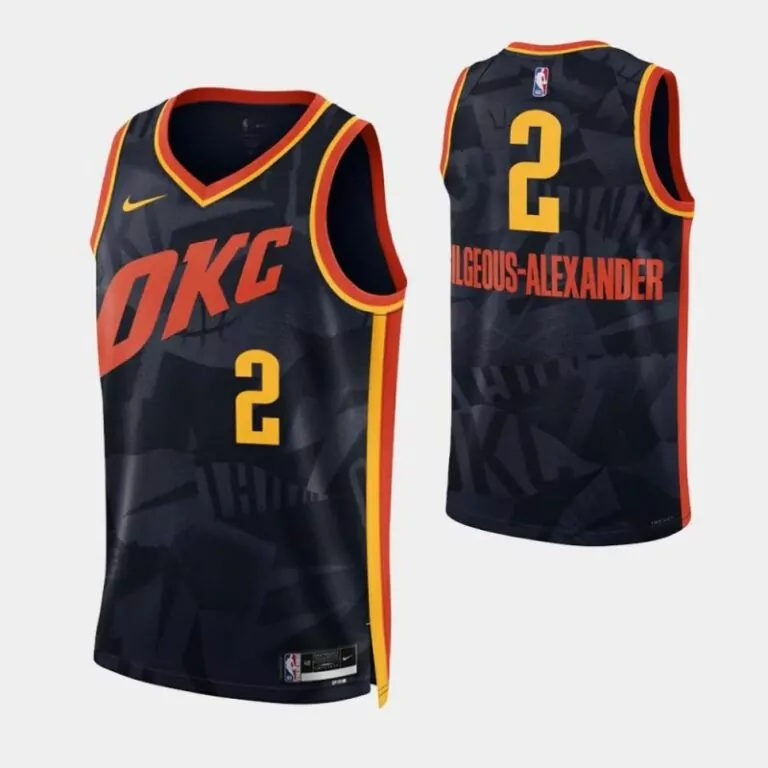 Shai Gilgeous-alexander 2 Okc Jersey Black Men Custom Design Orange Yellow Swingman