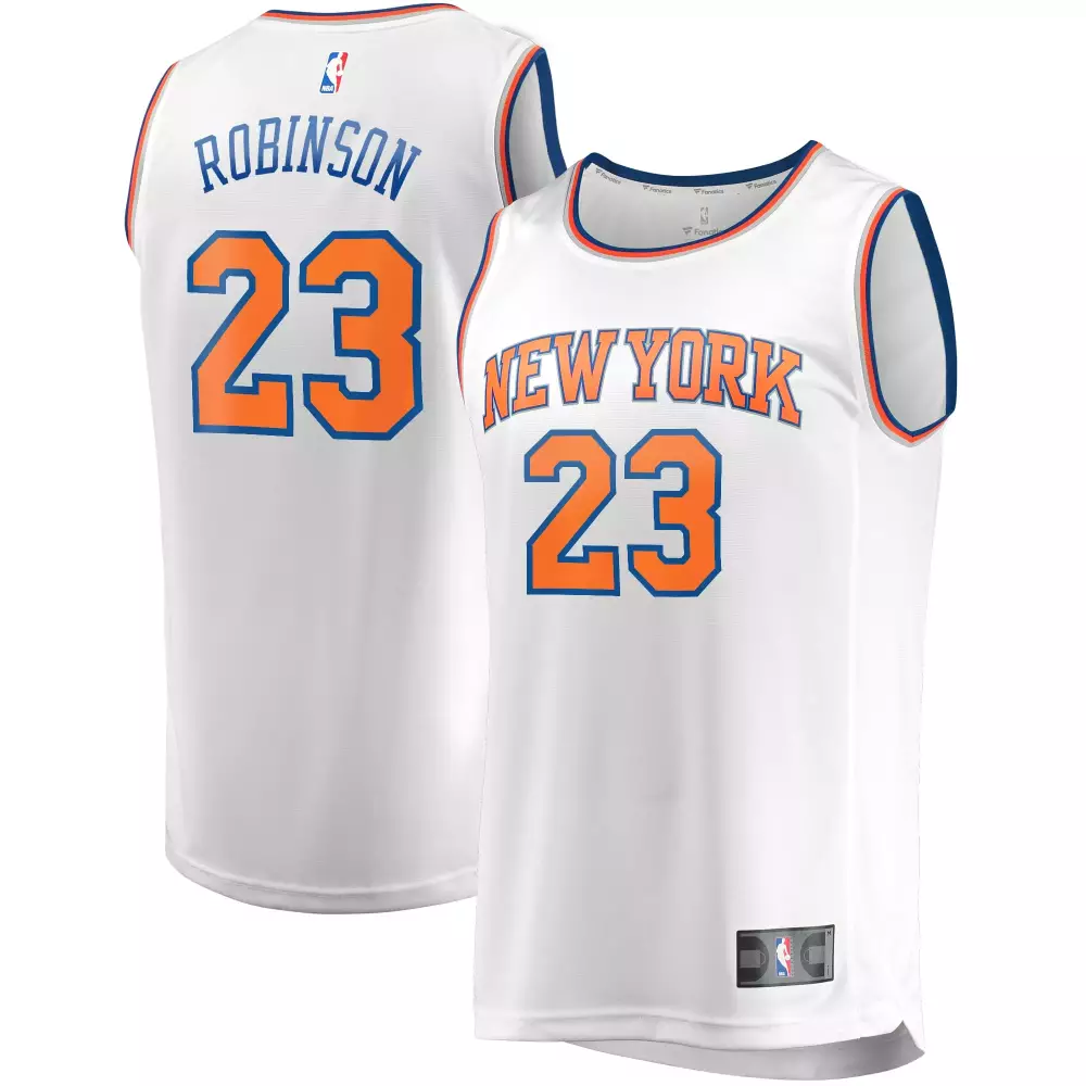 Mitchell Robinson 23 Jersey White New York Knicks Men Orange Blue