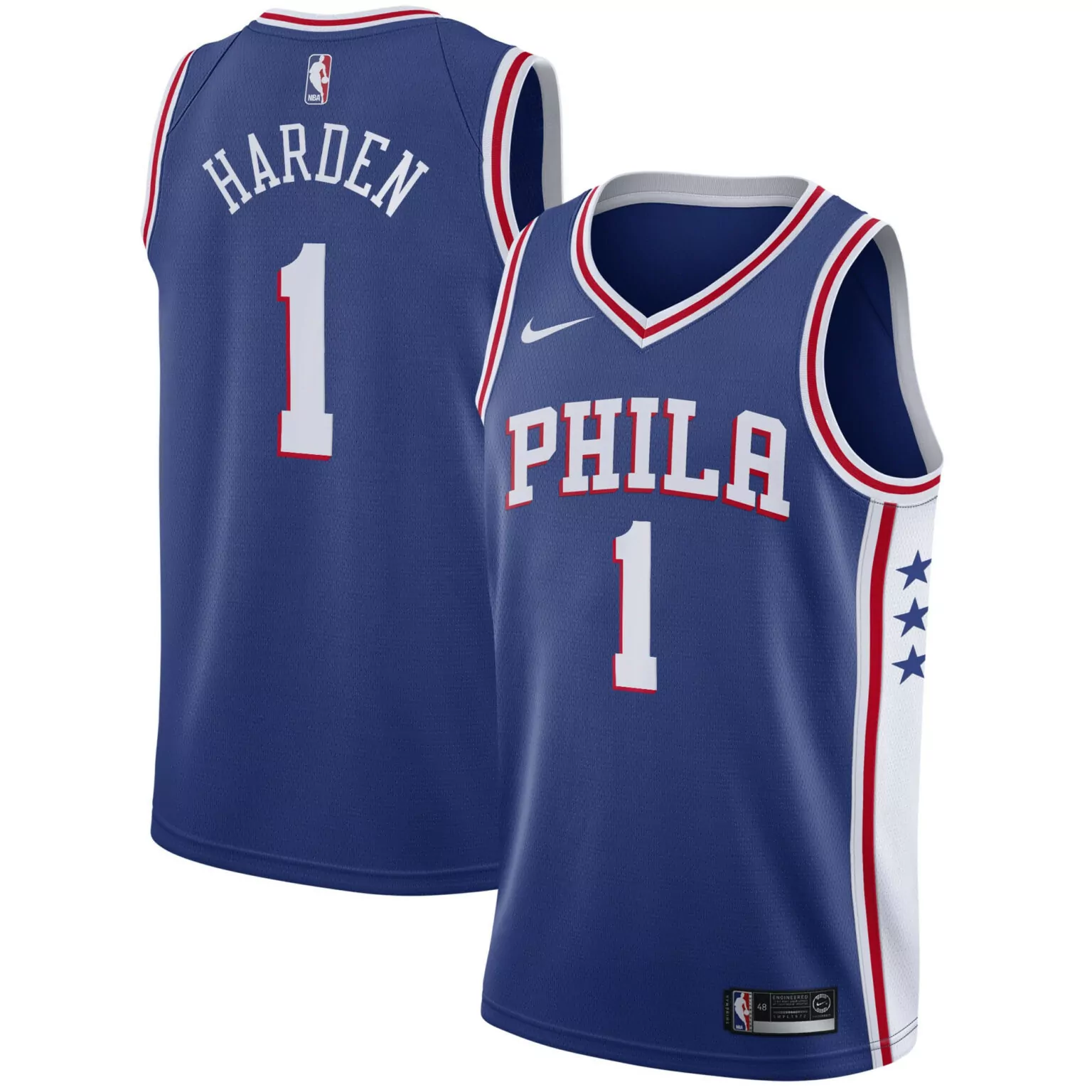 James Harden 1 Philadelphia 76ers Jersey Blue Men White Red Icon