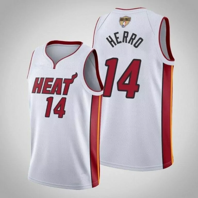 Tyler Herro 14 Miami Heat Jersey White Finals Men Red Orange