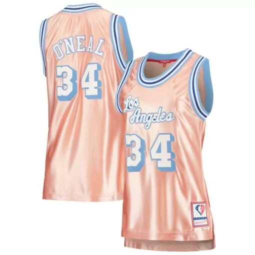 Shaquille Oneal 34 Jersey Peach Los Angeles Lakers Mitchell Ness Men Alternate Light Blue