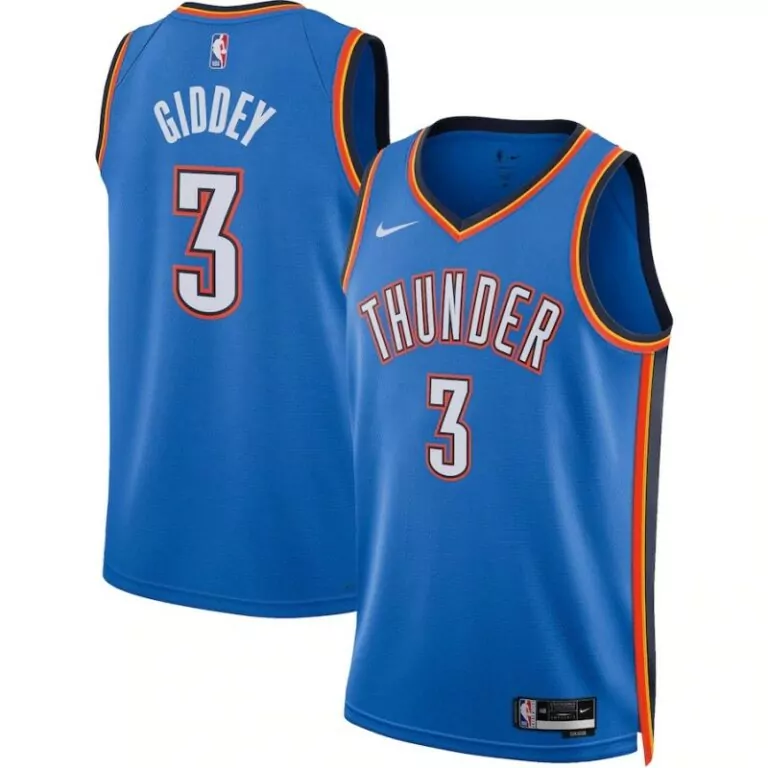 Josh Giddey 3 Jersey Blue Oklahoma City Thunder Men Orange Yellow Black Unisex Swingman